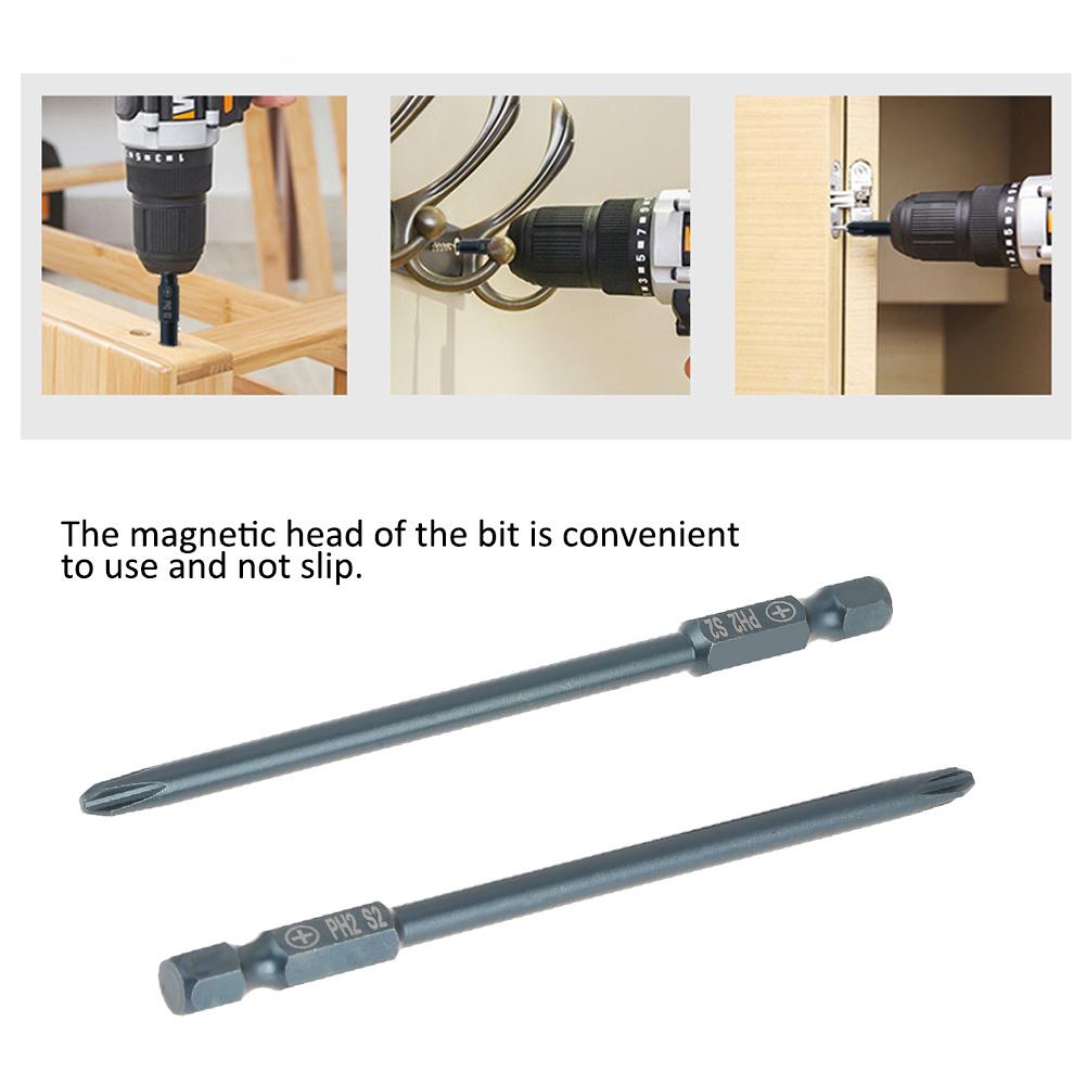 10pcs S2 Steel Cross Head PH2 Screwdriver Bits Set 14inch Hex Shank 100mm