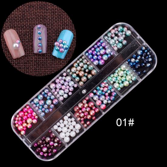 Multicolor Rhinestone Faux Pearl Glitter Nail Art Sequins Flake Manicure Decor