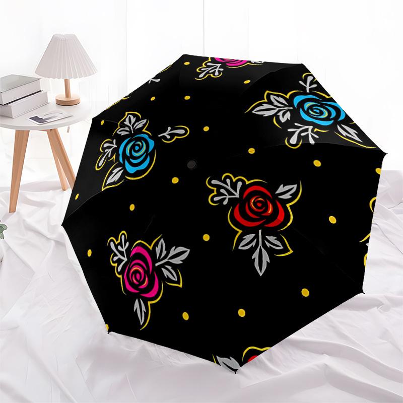 1pc Floral PatternAutomatic Open/close Folding Umbrella, Compact Portable Travel Umbrella, Perfect Birthday/Holiday, Cute Umbrella y048