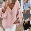 Women S Loose Fit V Neck Long Sleeve Sweater For Autumn Winter