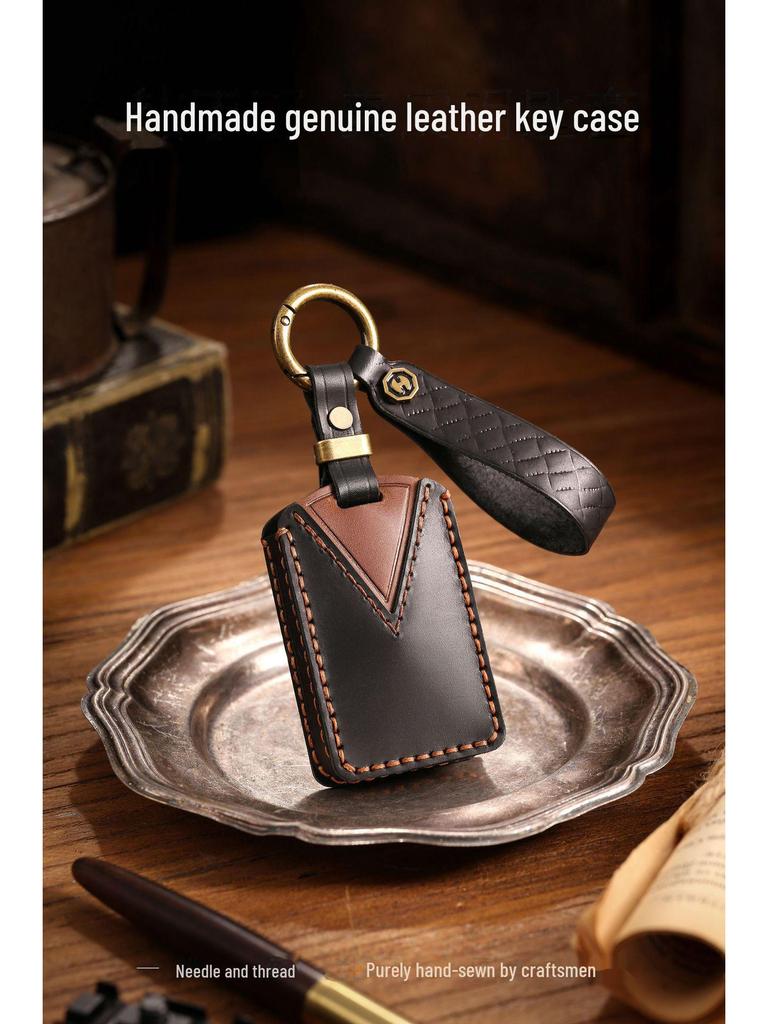 Volvo Key Cover - Crazy Horse Genuine Leather, First Layer Cowhide Shell, Special Car Key Bag with Buckle