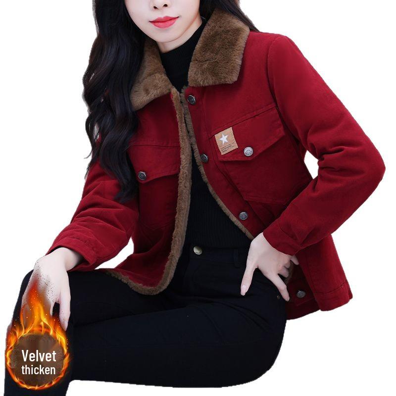 2025 Petite Women's Stylish Winter Short Jacket, Fleece-Lined, Thickened Cotton Coat