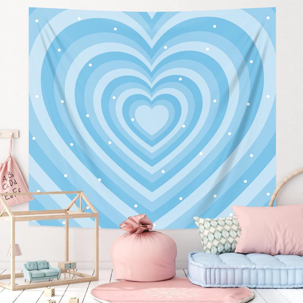 Cute Pink Heart Print Pattern Tapestry Home Bedroom Home Living Room Dormitory Wall Decor Background Cloth Tapestry