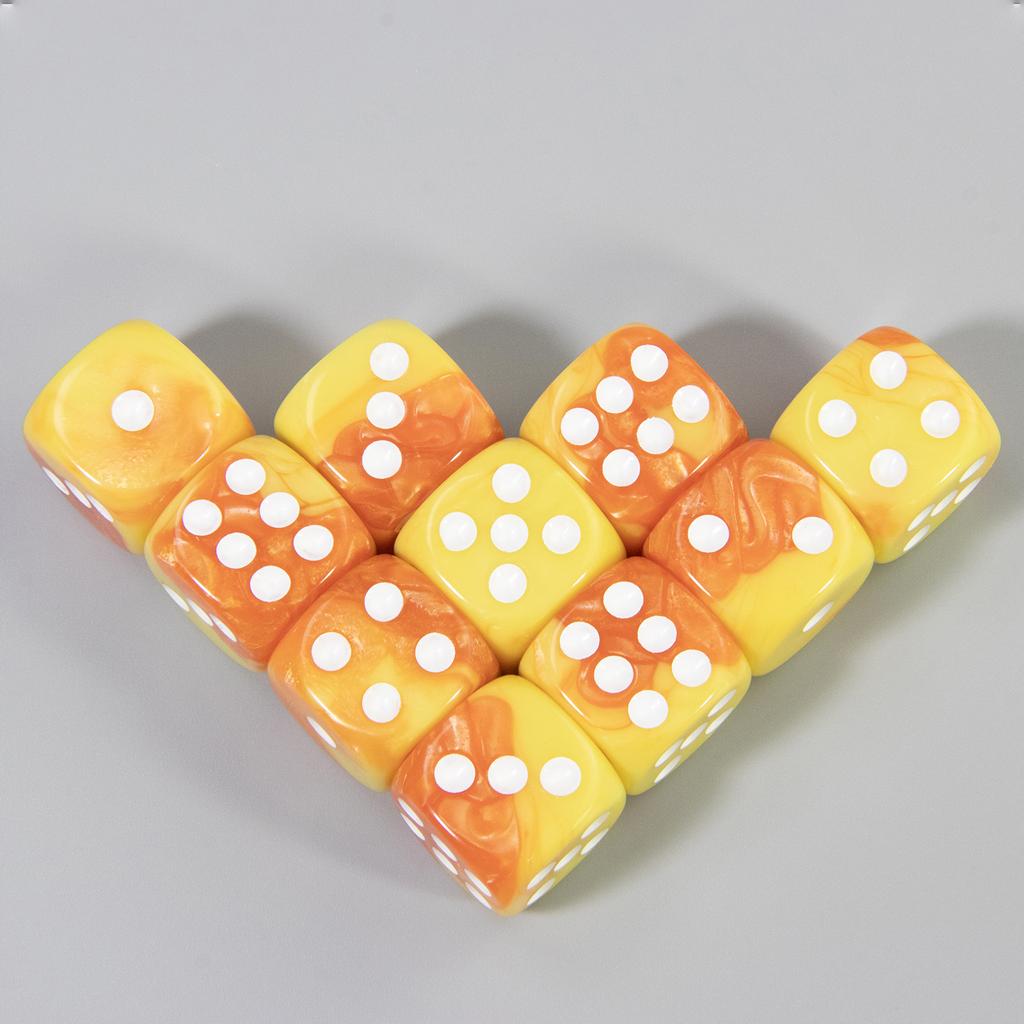 16mm Rounded Corner Dice 10pcs Mixing Colors Game Dice for Table Game Math Teching