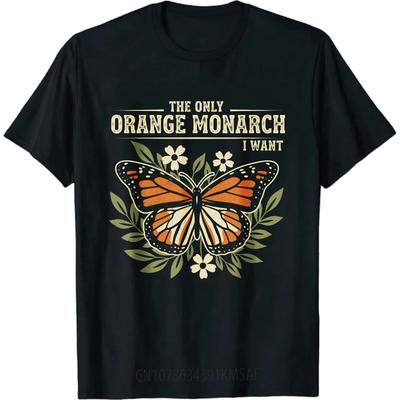 Mode T-Shirt Workout Unisex Rundhals T-Shirt Große Größe Der einzige orangefarbene Monarch, den ich will Stilvoll für UnisexTshirt Minimalistisches T-Shirt