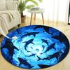 1pc 3D Shark Ocean Round Area Rug, Crystal Velvet Polyester, Non-Slip Mat for Bedroom, Living Room, Home Decor, Chair Carpet