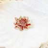Exquisite Green/Red Lotus Flower Brooch With Zirconia Jewelry For Girls Chic Gifts Accessories Cloth Pin
