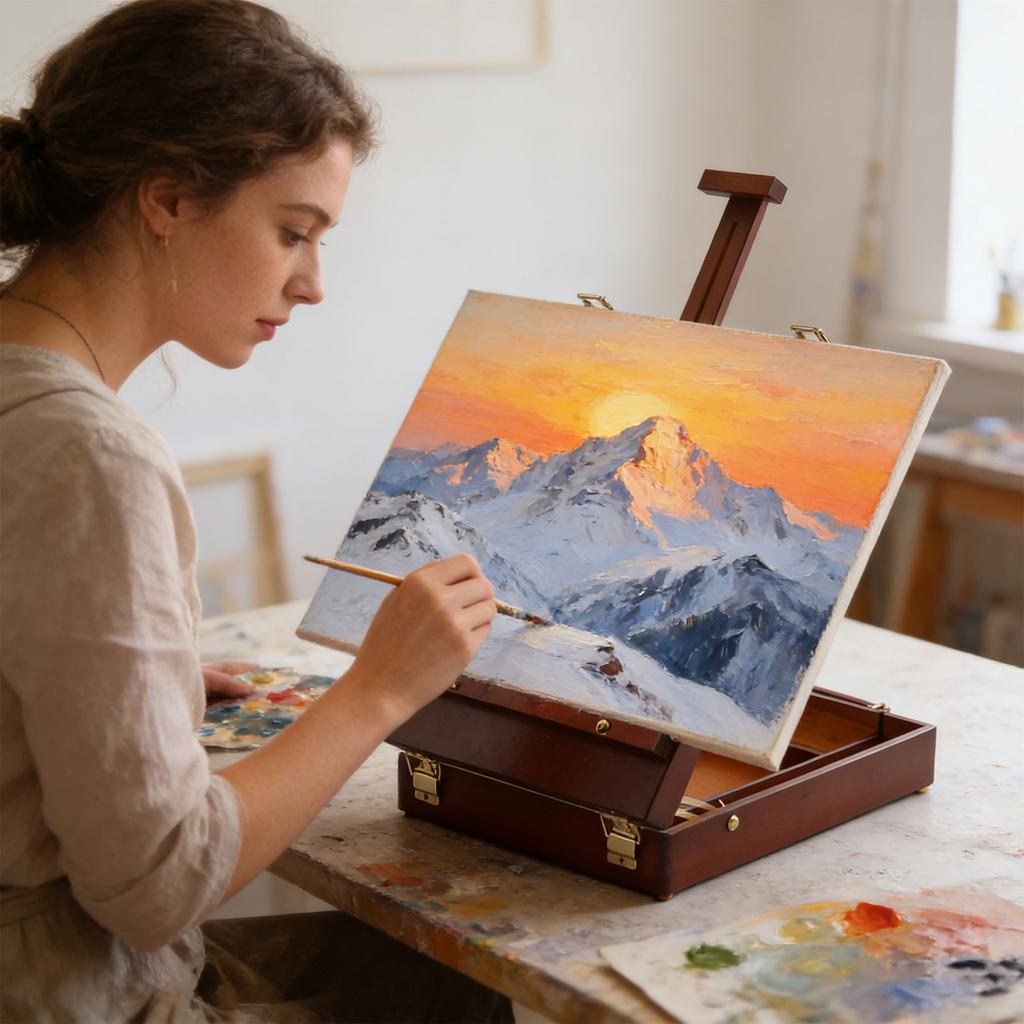 All In One Desktop Easel Art Organizers Featuring Adjustable Sections For Comfortable Drawing Painting Anywhere