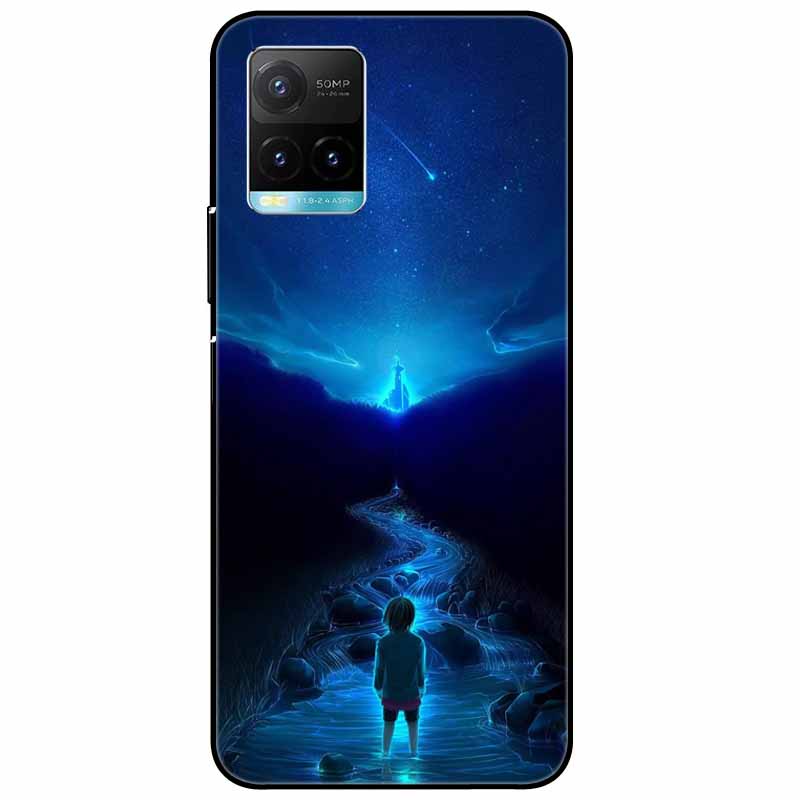 Für vivo Y33s Hülle Y 33s Silikon Weich Bemalt Katze Schwarze Hüllen für Vivo V2109 Y33S Rückseite TPU Hülle für VIVOY33s Cartoon