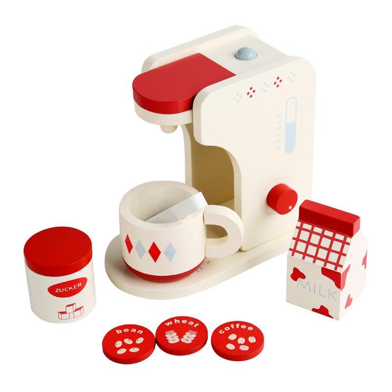Playing house kitchen wooden white bread machine coffee machine blender simulation kitchen utensils parent-child toys