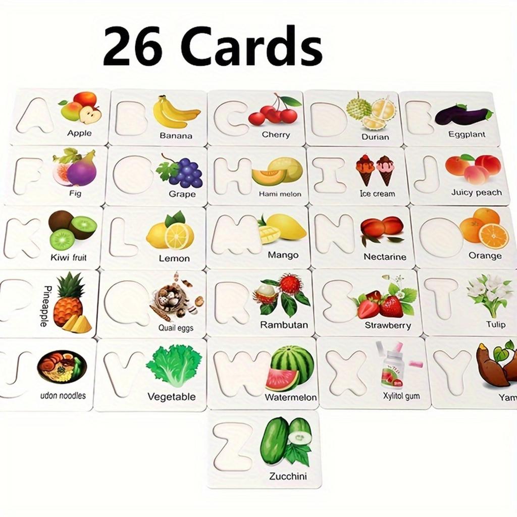 Hölzerne Alphabet-Karteikarten für Kinder, Lernspielzeug, perfektes Vorschulgeschenk und Lernspiel für Kinder.