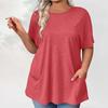 Neues Sommer-T-Shirt für Damen in Übergröße, lässig, kurzärmelig, locker und einfarbig