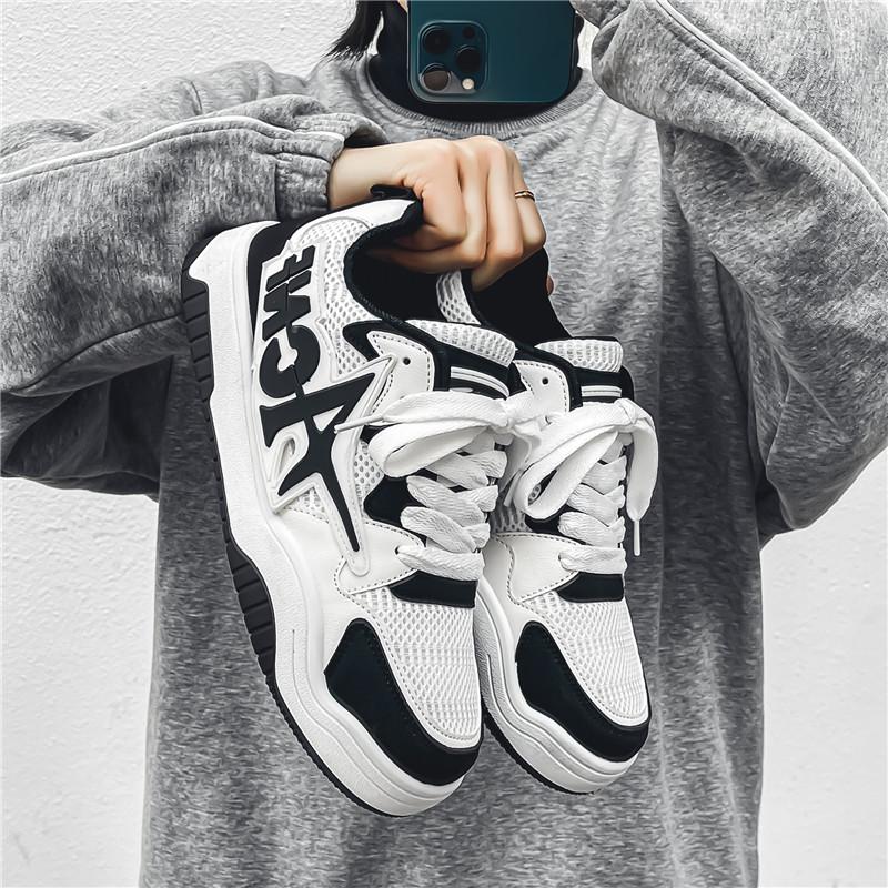 

Men s Casual Four Seasons Fashion Skateboarding Students Comfortable Sneakers Boys Trending Soft Sole Breathable Shoes 39 чорний/білий