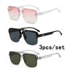 3Pcs/set Vintage Square Sunglasses Women Men Rectangle Sun Glasses Female Oval Eyewear  for Male Female Eyeglasses