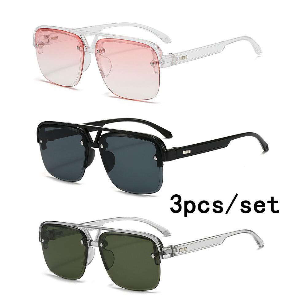 3Pcs/set Vintage Square Sunglasses Women Men Rectangle Sun Glasses Female Oval Eyewear for Male Female Eyeglasses