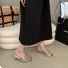 Cold God! Temperament Square Head Word with Thin Heel Sandals Women's Summer and Korean Version Open-toed High-heeled Sandals