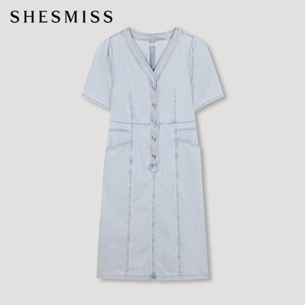 

She S Miss V-образный вырез джинсовое платье SSmopn22010 LL light blue/66