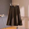 High Waist Woolen A-Line Pleated Skirt for Women - Autumn/Winter 2025