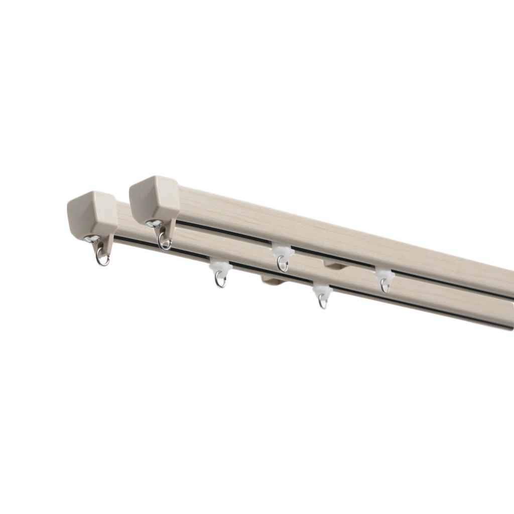 Toso Elite Curtain Rail, Double, Store Use Set, 2.73m, Ash Grain, Quiet, Wood Grain, Standard Length, Made in Japan, Product Number: 30009821