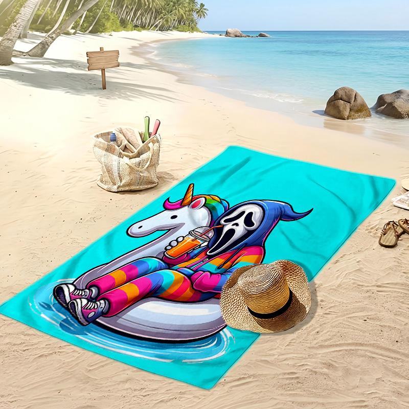 Schreiender Horror Aufdruck Schnelltrocknendes Strandtuch Super Saugfähig Weich Leichtgewichtig Badetuch für Pool Sommer Reisen