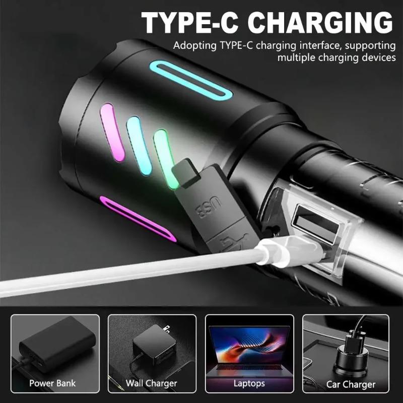 White Laser Most Powerful LED Flashlight Built-in Battery Shot Long 3000M Tactical Portable Lantern with Fluorescent Strip