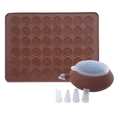 Tapete de Silicone para Macarons Molde de Silicone para Assar Kit de Macarons de Silicone Tapete de Silicone para Confeitaria e Pote de Decoração com 4 Bicos
