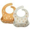 Little Dimsum Baby Silicone Mealtime Set of 2 for Ages Bib, Apron, Soft, Waterproof, Lightweight, (Tiger & Dove) 0-3