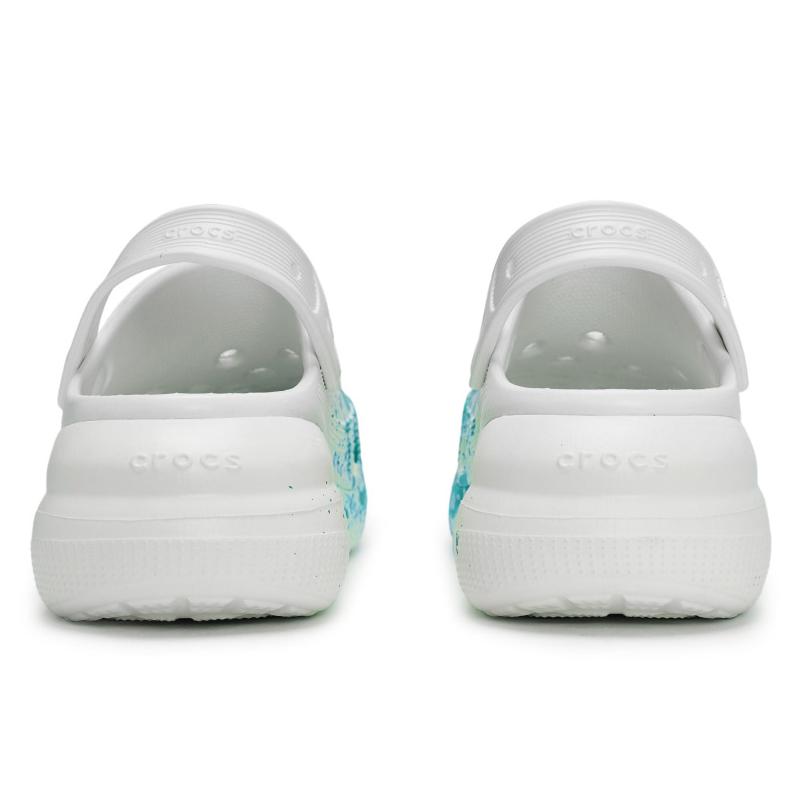 Crocs Crush Clog 811 Manufacture Forge Live Special Shoe Box Distressed Fluid Splash Ink Personality Hole Shoes Unisex White Tiffany