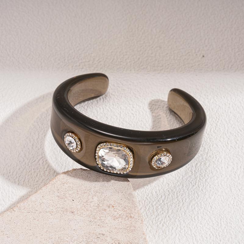 1Pcs Personalized Colorful Clear Cuff Bangle Jewelry Sweet Geometric C-Shaped Resin Open Bracelet For Women