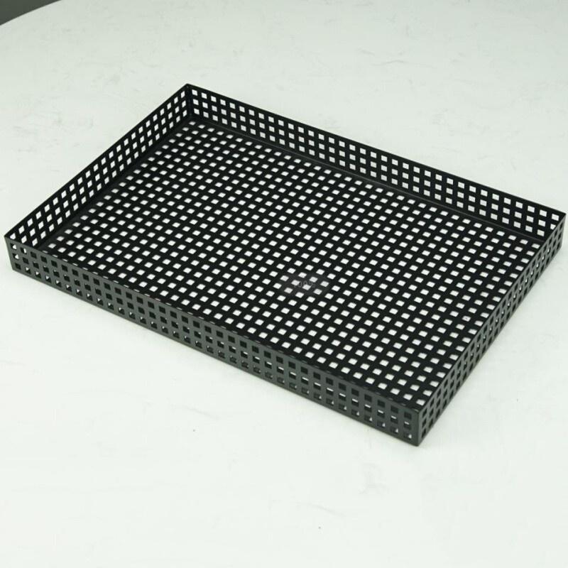 Metal Handicrafts Square Grid Tea Tray Storage Pallet Geometric Hollowed-out Plate Fruit Plate Desktop Storage Container