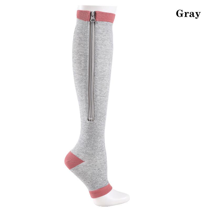 Zipper Compression Socks Men Women Knee Maternity High Socks Anti-Fatigue Stretchy Sox Outdoor Running Hiking Sports Socks YSZ01