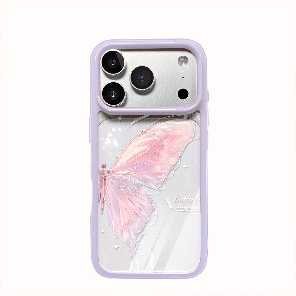 Pink Butterfly Transparent Phone Case for Apple 17 Pro Max, Drop-Proof & Full Coverage for iPhone 16/15/14, Stylish for Women