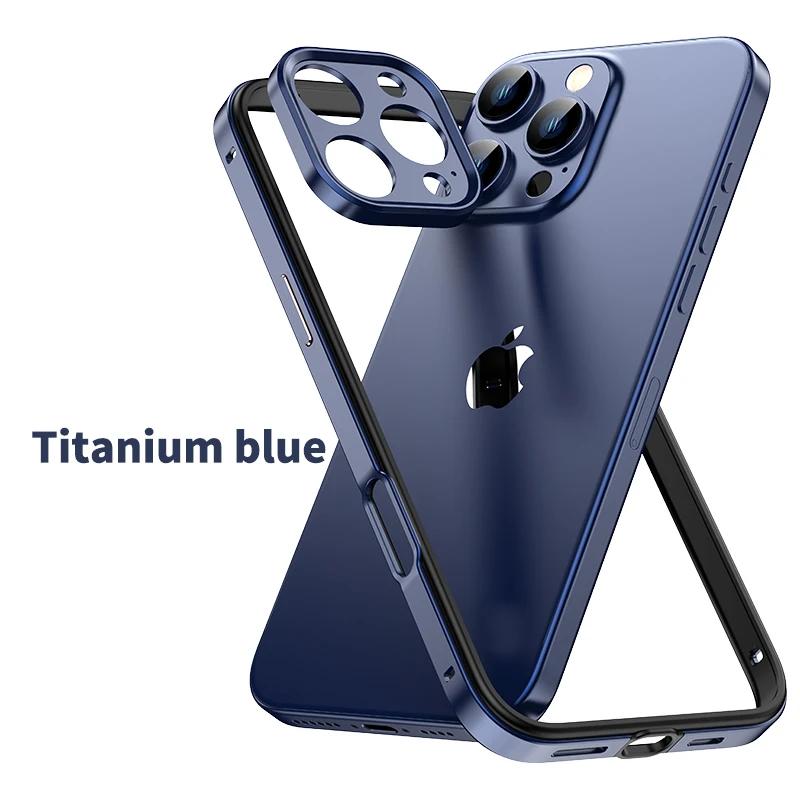 

Camera Protection + Hybrid Silicone Frame Aluminum Metal Phone Case For iPhone 16 15 14 13 Pro Max Better Heat Bumper For iPhone 14