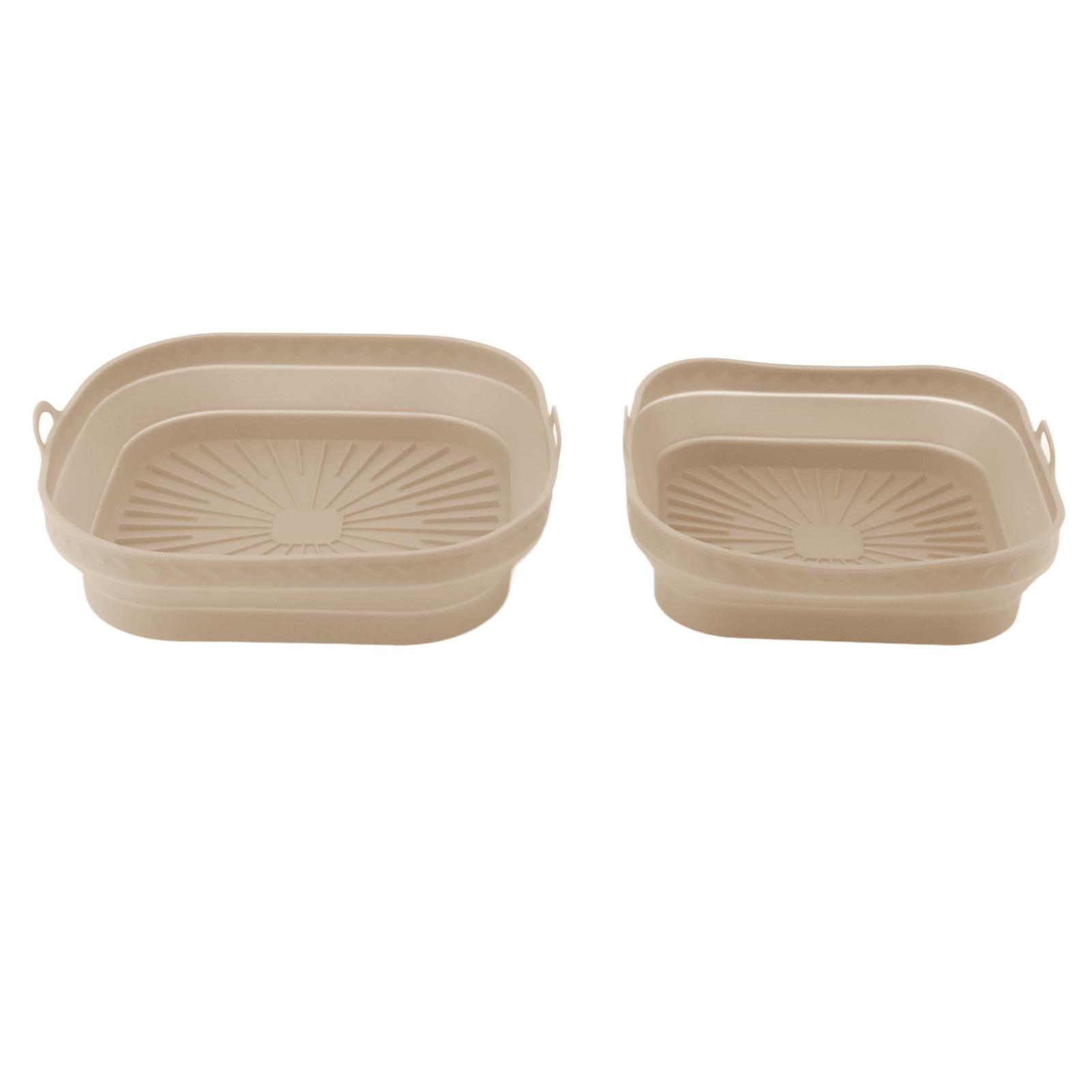 

2 шт. многоразовая силиконовая подставка для фритюрницы складная квадратная силиконовая сковорода для выпечки тортов хлеба Beige