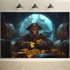 1 Piece of "Pirate Treasure Night Theme Background Cloth" To Create an Exciting Halloween Party! Party Banner