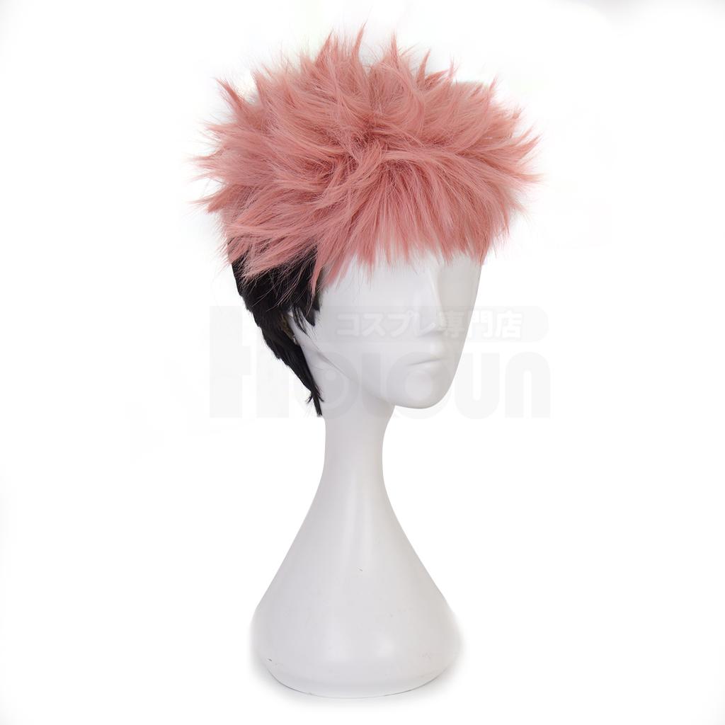 HOLOUN Jujutsu JJK Anime Itadori Yuji Cosplay Costume Wig Latest Hoodie Pants Halloween Christmas Convention Rose Net Synthetic