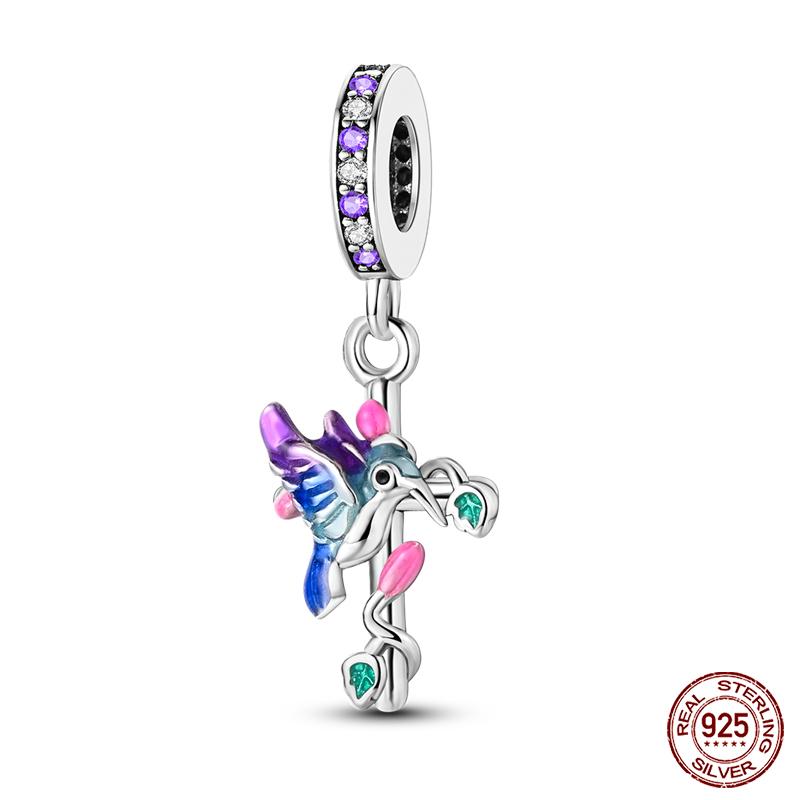 100% Copper Purple Color Series Chameleon Butterfly Balloon Charms Beads Fit Qikaola Original Bracelets Diy Jewelry