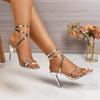 Sandali con Tacco da Donna Taglia Grande Estate Nuovi Sexy Open Toe Slingback con Cinturino alla Caviglia Scarpe con Tacco Moda Elegante Cinturino con Fibbia Tacco Sottile