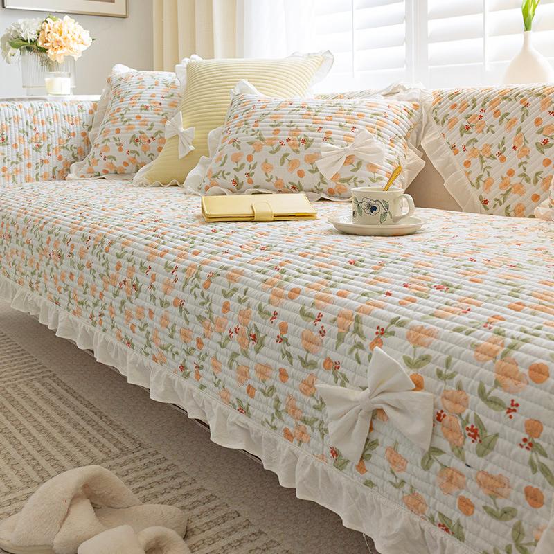 Pastoral Floral Pattern Sofa Cover Non-Slip Cotton Sofa Cushion Four Seasons Universal Sofas Towel Home Decoration Slipcover