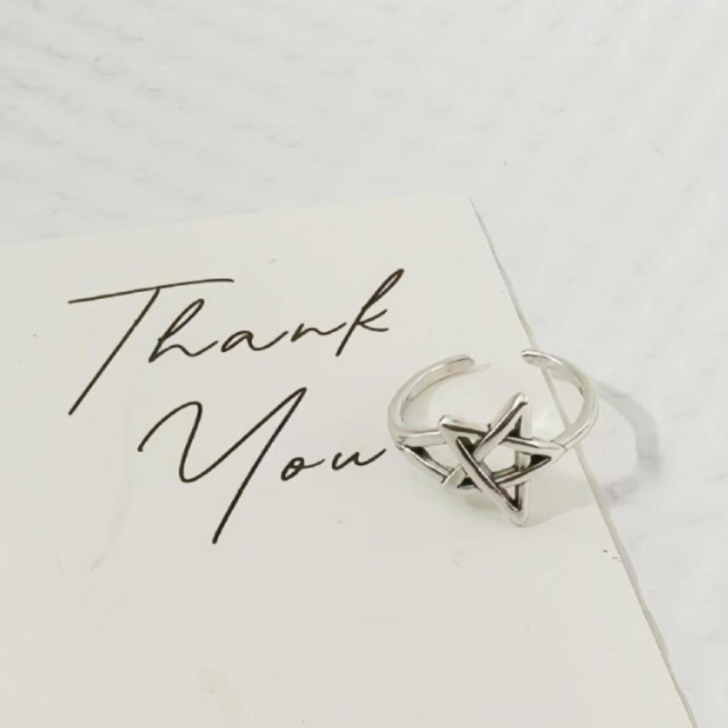 Korean Style Retro Intertwined Star Geometric Finger Ring for Women