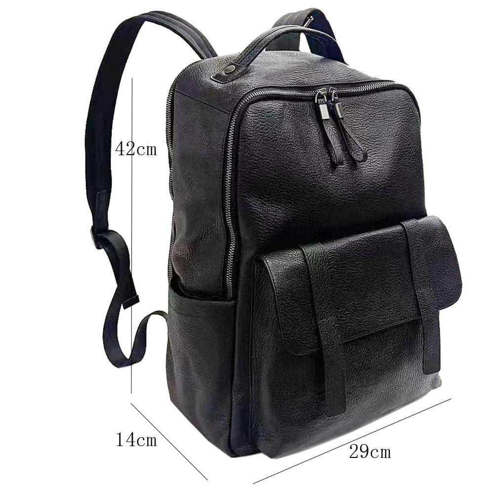 Wind All Leather Men'S Backpack Business Bag 14 Inch Tablet Backpack Large Capacity Travel Bag