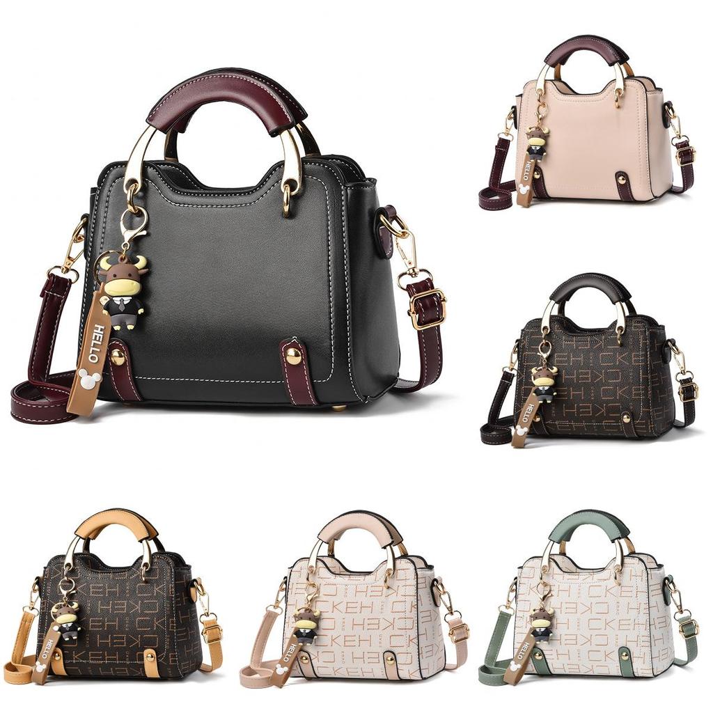 Classic Black Shell Pu Shoulder Bag For Women With Colorful Letter Design Medium Size