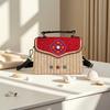 2025 Fashion Design Cherry Pattern Creative Straw Woven Patchwork Small Handbags Cute Crossbody Shoulder Bag Travel Beach Bag