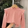 Children's Stylish Long-sleeved Versatile Printed Autumn-style Girls' Blouse with New Sleeves and Floral Print