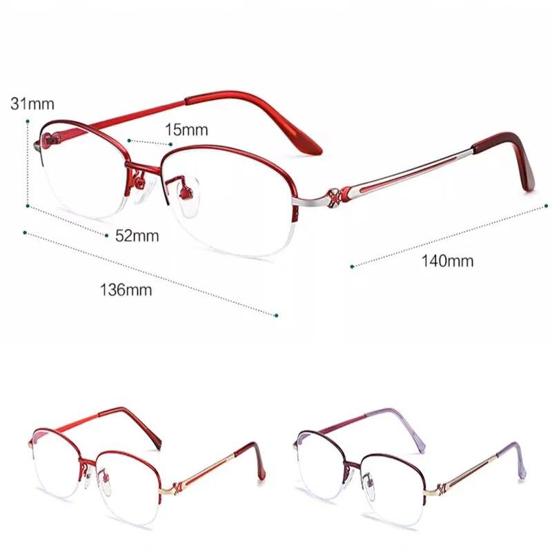 New Women's Anti-blue Reading Glasses Half Frame Hanging Wire Fashion Business Presbyopia Glasses Reading Glasses For The Elderl