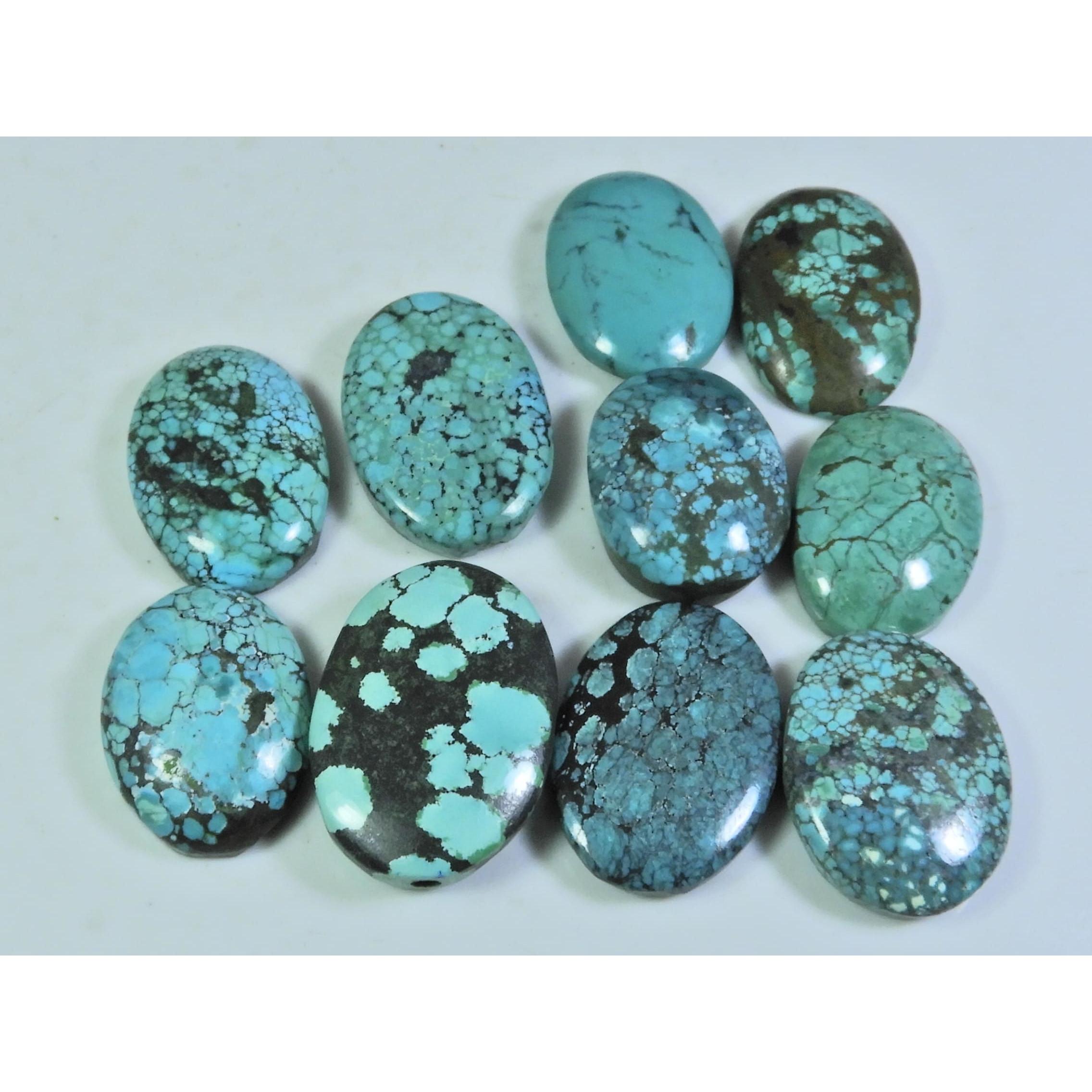 

168Cts. Натуральная тибетская бирюза овальный кабошон рассыпной драгоценный камень лот 10 шт. C-204