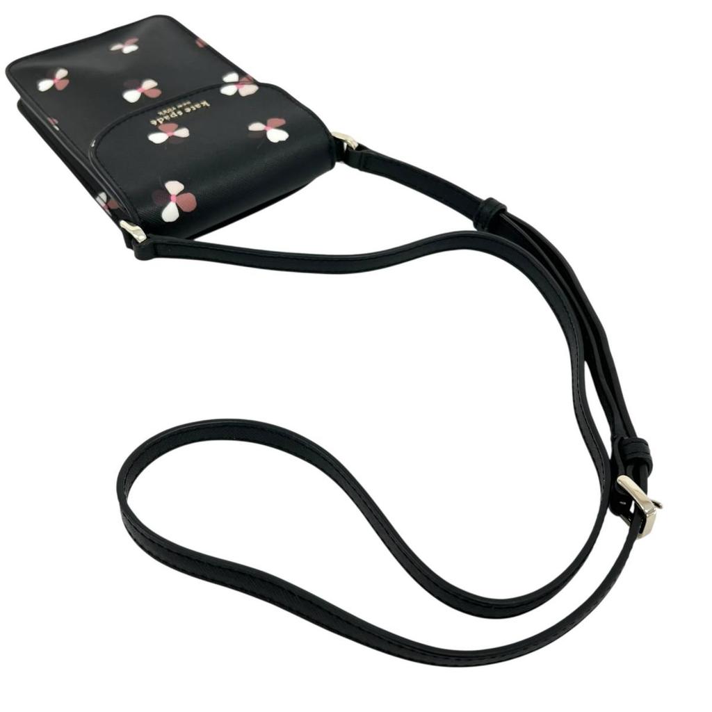 Kate Spade Floral Pattern Dusk Buds Shoulder Bag Leather Black Women Used