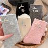 Thickened Buttons, Korean Bows, Gray Wool Socks, Love Girl Socks, Piles Of Socks