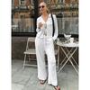 European and American Women Set White Lace-up Top Spring 2025 Casual Trousers