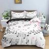 Music Theme Duvet Cover Microfiber Musical Symbols Comforter Cover Violin Piano Pattern Bedding Set Twin King Single Queen Size